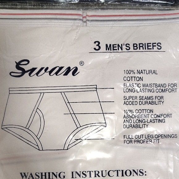VINTAGE Swan Men's White Briefs - 3 Pack Sz 28-30 100% Cotton - Picture 6 of 7